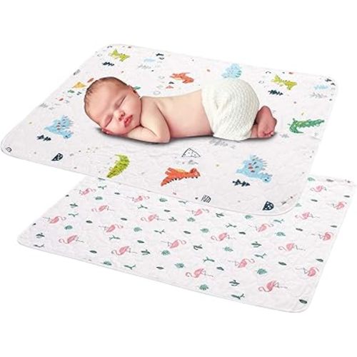 2 Pcs 27x35Inches Waterproof Changing Pads,Reusable Leak Proof Crib Disaper Pads,Portable Unisex Baby Changing Mat for Home&Travel.
