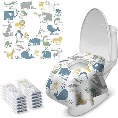 Blissful Diary 30 Pcs Toilet Seat Covers Disposable for Toddlers & Adults, Extra Large Waterproof, Portable Package for Travel, Kids Potty Training