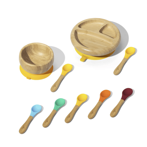 Avanchy Rainbow Baby Gift Set: Top Registry with Bowl, Plate & Spoons