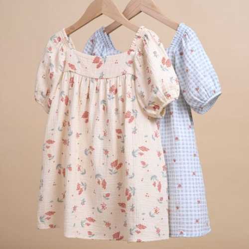 2-Piece Baby Girls Multi Flower Smocked Dress and Diaper Cover