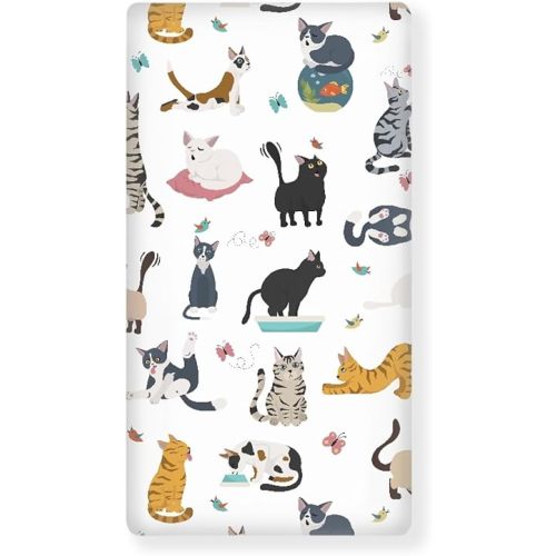 Different Cats Poses Baby Crib Sheets Fitted Crib Sheets Kid Crib Fitted Sheets Crib Cover Single Pack 28"x52" for Boys Girls