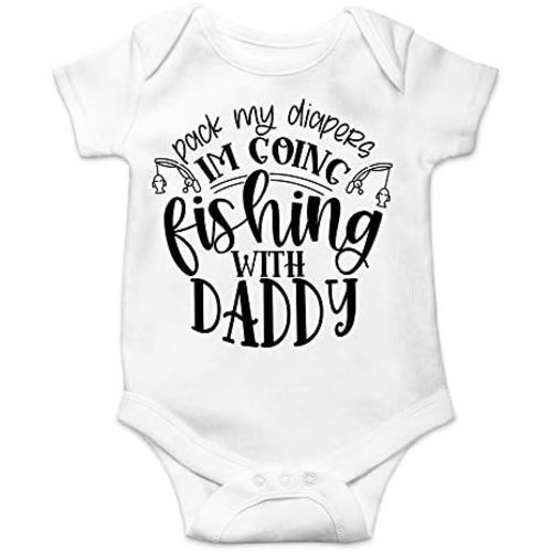 CBTwear Pack My Diapers Going Fishing With Daddy - Baby Clothes - Funny Newborn Bodysuit Outfits for Boys and Girls
