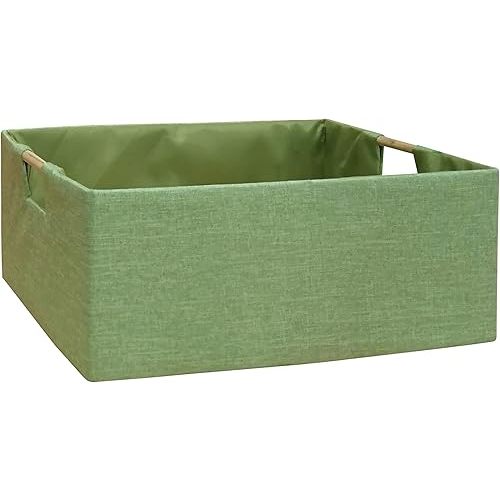 Storage Bin for Shelves Rectangle Closet Baskets Foldable Box with Handles Green Shelf Baskets Toy Boxes for Home Office Car Dormroom