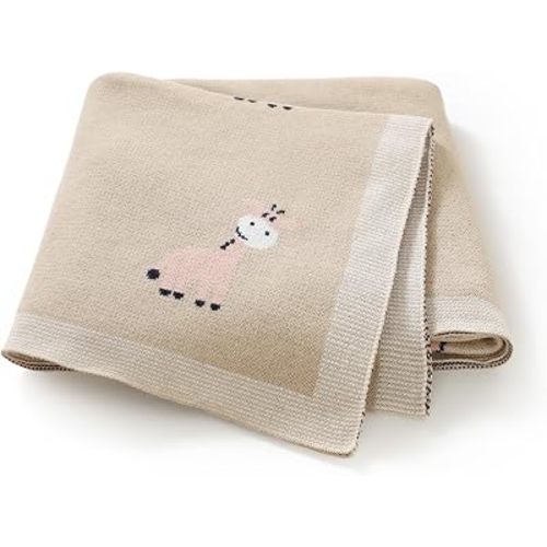 Hadetoto Knit Baby Blanket for Girls Boys, 32x40 Inch (Camel)