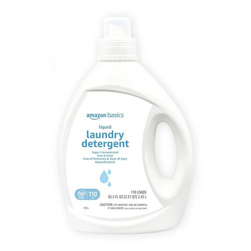 Amazon Basics Concentrated Liquid Laundry Detergent, Free of Perfumes & Clear of Dyes, 110 loads, 82.5 Fl Oz (Previously Solimo)