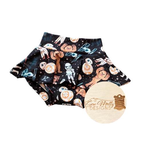 Baby toddler Space Wars high skirted bummies - May the 4th Fourth - 0/3mo-4/5