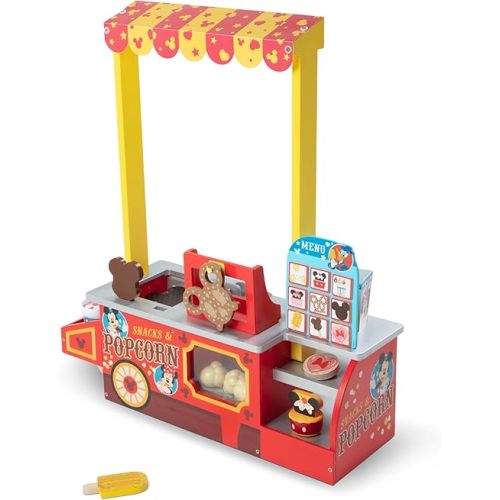 Melissa & Doug Disney Snacks & Popcorn Wooden Pretend Play Food Counter – 33 Pieces - FSC-Certified Materials