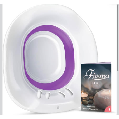 Fivona Sitz Bath for Toilet Seat Postpartum and Hemorrhoids Care - Yoni Steam Seat - Foldable Basin for Epsom Salt Soak - Portable Bidet BPA Free Temperature Resistant - Universal Fit - Purple