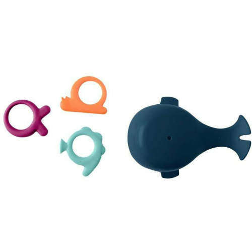 Boon Chomp Hungry Whale Toy - Navy Bath Fun for Toddlers