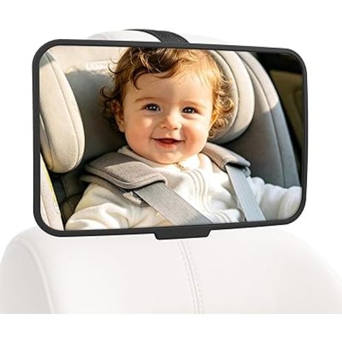 Baby Car Mirror, Rear Facing Car Seat Mirror for Baby with Shatterproof Safety, Backseat Infant Mirror for Car, Essential Baby Travel Gear & Car Accessories for Kids(Black)