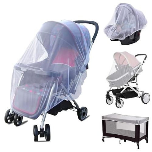 Breathable Mosquito Net for Stroller with Drawstring, White