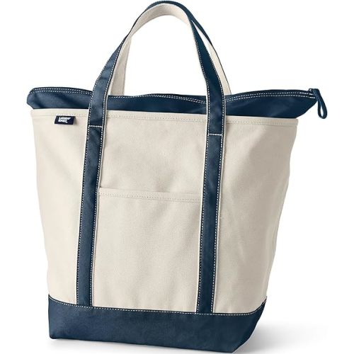 Lands' End Zip Top Canvas Tote Bag