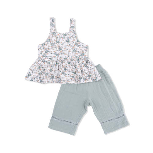 Peplum Tank & Smocked Waist Pant, Camille Floral