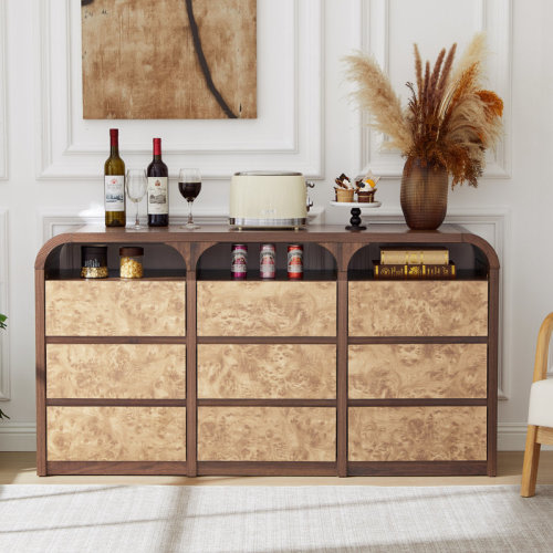 Winston Porter 59'' W 9 Drawer Burl Wood Dresser & Reviews | Wayfair