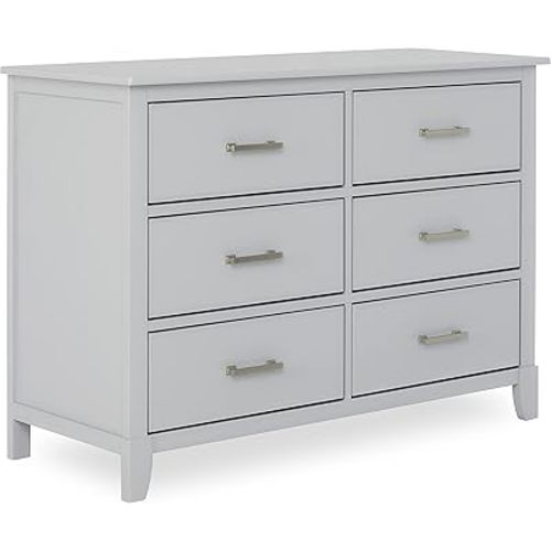 Dream On Me Cleo 6 Drawer Double Dresser for Nursery, Pebble Grey