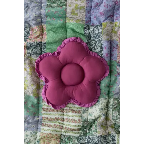Birdie Flower Shaped Ruffle Throw Pillow