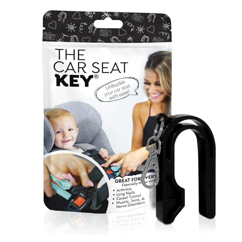 The Car Seat Key - Original Car Seat Key Chain Buckle Release Tool - Easy Unbuckle Opener Aid for Nails, Parents, Grandparents & Older Children by NAMRA Made in USA (Black)