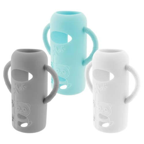 Ikoopy 3Pcs Baby Bottle Sleeves with Handle Insulated Glass Baby Bottle Sleeve Silicone Baby Bottle Cover Compatible with Dr. Brown's Glass Bottles 250ml for Home Baby Bottles