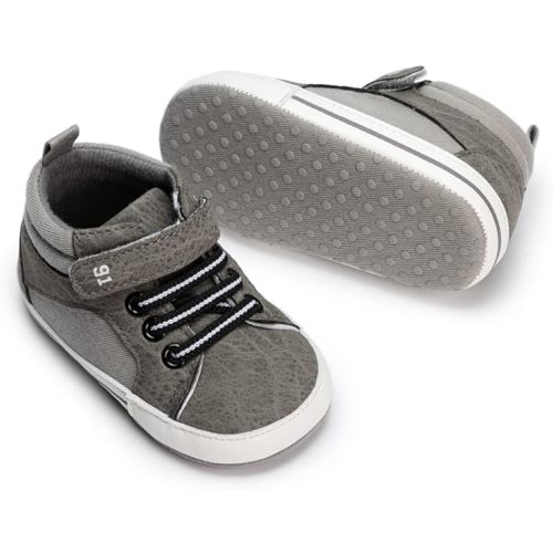 Meckior Toddler Baby Boys Girls High Tops Ankle Sneakers Moccasins Crib Shoes