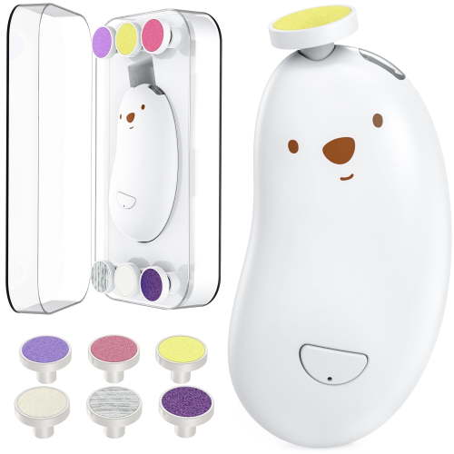 JUUTREN Baby Nail Clippers, Electric Nail Trimmer with LED Light, Gentle Baby Nail File Grooming Kit with 6 Replacement Heads & Storage Case for Infant Toddler or Adults Toes Fingernails Care