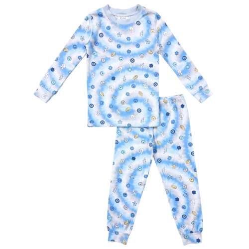 Esme Blue Challah Back LS PJ Set in Blue | MEEMS – Meems