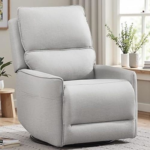 Recliner Chair 360 Swivel Rocker Recliner Chairs for Adults, Small Recliners for Small Spaces, Upholstered Nursery Chairs with Side Pockets, Glider Rocking Chair for Living Room, Nursery Room
