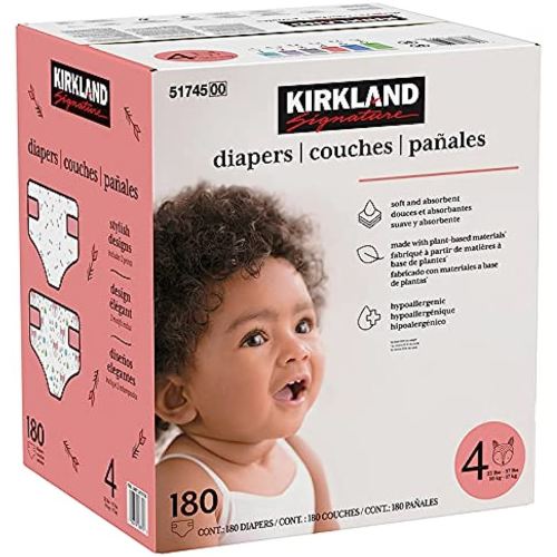 Diapers Unisex Stage 4, 10 to 17 kg, Kirkland Signature, 180 Count