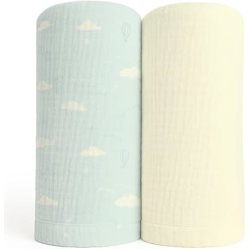 SUNSHINE & SNUGGLES Soft 100% Cotton Swaddles for Newborns, 2- Pack - Large, Breathable Baby Blanket - Versatile, Durable Muslin Swaddle Blankets - Perfect Newborn Essentials