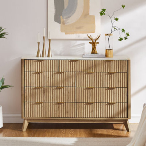 Latitude Run® Fluted 9-Drawer Dresser For Bedroom, Modern Chest Of Drawers With Metal Handles & Reviews | Wayfair