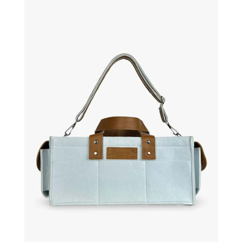Blue Coral Diaper Caddy: Chic Vegan Leather & Felt Organizer