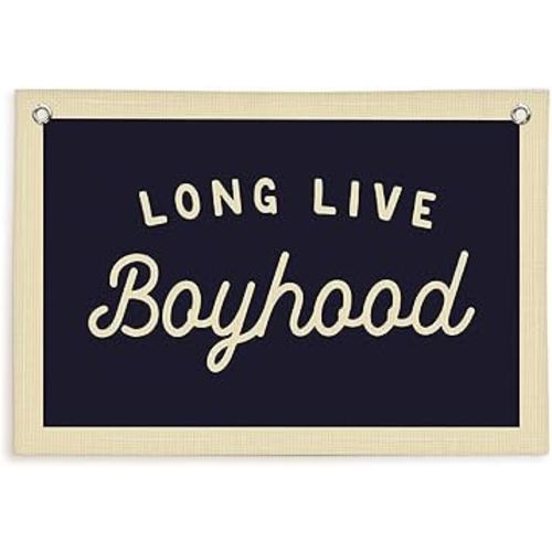 Lacama Long Live Boyhood Boys Room Decor, Boy Nursery Decor, Canvas Banner Wall Hanging Banner Flag Decor for Nursery Playroom Toddler Room, Boys Kids Rooms Decor, 30x20 Inch
