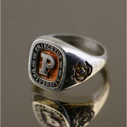 Vintage Oval Princeton University 16 ChengCheng Gui Signed School Ringware Design Ring 925 Sterling Silver Size 10.5 RG 3502E