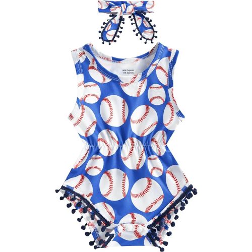 UNICOMIDEA Baby Girls Outfit Newborn Romper Jumpsuits Sleeveless One-Piece Clothes 0-24 Months Bodysuit with Headband