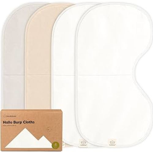 KeaBabies 4-Pack Baby Burp Cloths Baby Girl, Boy - Organic Cotton Burp Cloth, Extra Large, Absorbent, Soft Burping Cloths & Bibs Set for Babies, Newborn Burp Clothes, Thick Burp Rags (Pure)