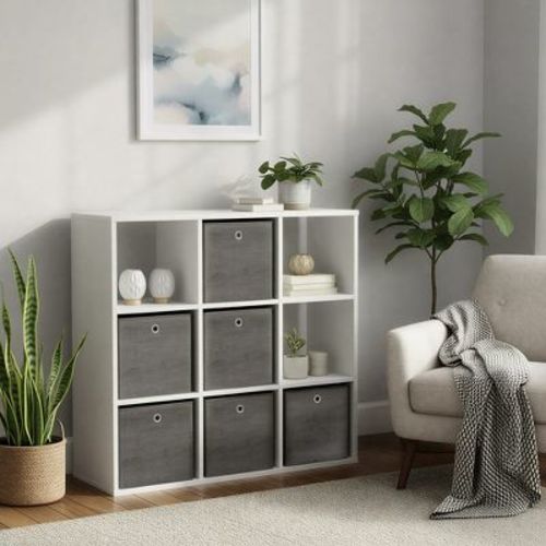 LEDREM Set of 6 Storage Cubes, Storage Bins, Foldable Fabric Storage Boxes, 13 x 13 x 13 Inches, for Bedroom, Living Room, Gray