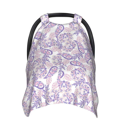 Car Seat Cover Baby - Purple Pink Paisley Breathable Infant Car Seat Cover for Baby Carseat, Lightweight Comfort Baby Essentials Must Haves Newborn Stuff for Girl Boy