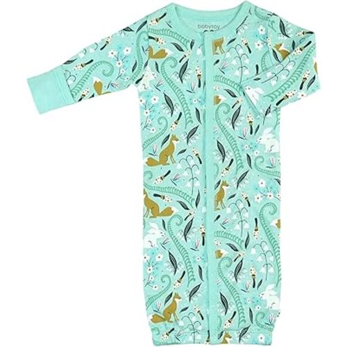 Babysoy Unisex Baby Long Sleeve Gown Sleep Sack, Ultra Soft Nightgown, Newborn Reversible Mittens