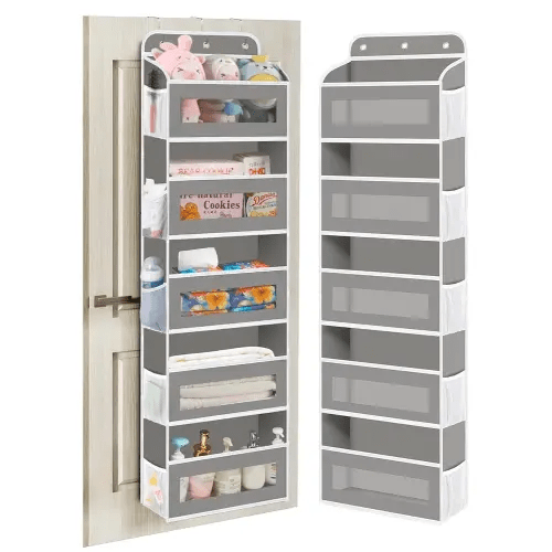 Over The Door Organizer, 5 Shelves Closet Door Hanging Organizer with 10 Mesh Pockets, Nursery Closet Organizer, Baby Essentials, Dorm Room Essentials for Girls