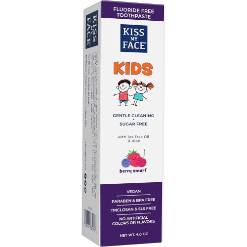 Kiss My Face Kids Toothpaste – Fluoride Free, Natural Berry Flavor, Gentle Cleaning for Children’s Teeth & Gums – Vegan, Sugar Free, SLS Free, No Artificial Colors or Flavors, with Xylitol – 4 oz