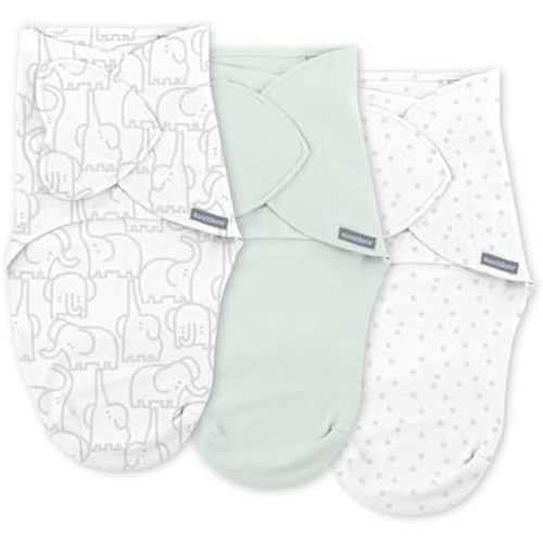 SwaddleMe by Ingenuity Monogram Collection Swaddle, Size 0-3 Months, 1pk, Elephant Dance