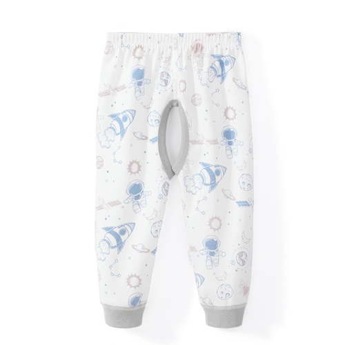 Rvasteizo Baby Split Crotch Pants Elastic Waist Print Thin Daily Kids Long Pants for 0-2Years