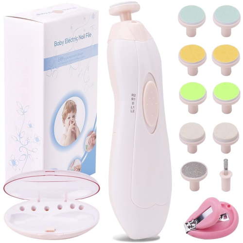 LANNEY Electric Baby Nail File Trimmer for Infant Toddler Kids or Women, Light Pink