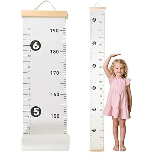 Growth Chart for Wall, Height Chart for Kids, Upgraded Full Length 78.34x8.26 Inches Removable Canvas Measurement Ruler Toddler Tracker Marker for Baby Child Nursery Bedroom Playroom Wall Decor