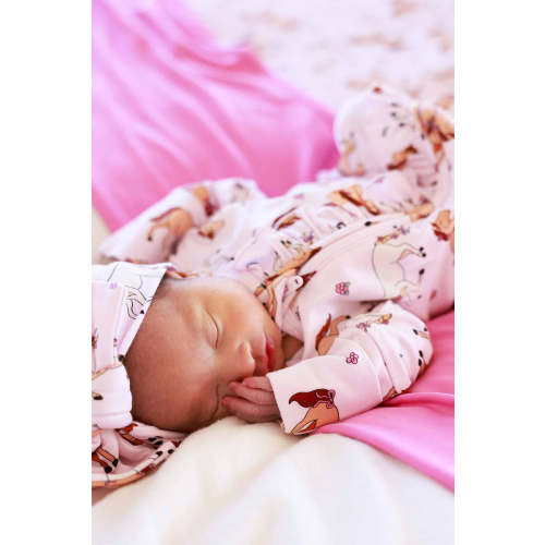 Ruffle Zipper Footie | Pony Club Pink