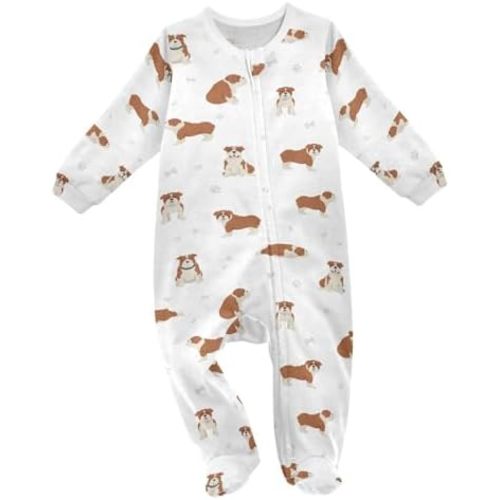 vvfelixl Exercises Doberman Dog Baby Sleepers For Girl Boys Newborn Baby Play One-Piece Footies For 0-24 Months White