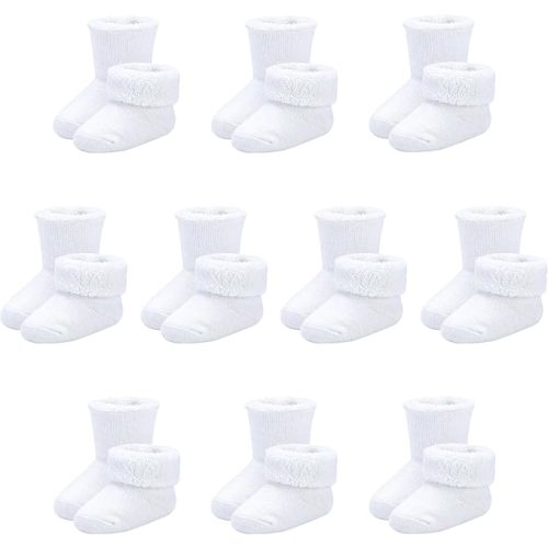 Baby Socks Newborn Terry Cotton Ankle Crew Socks 0-3 Months Girls Preemie Turn Cuff Infant Sock 10 Pairs