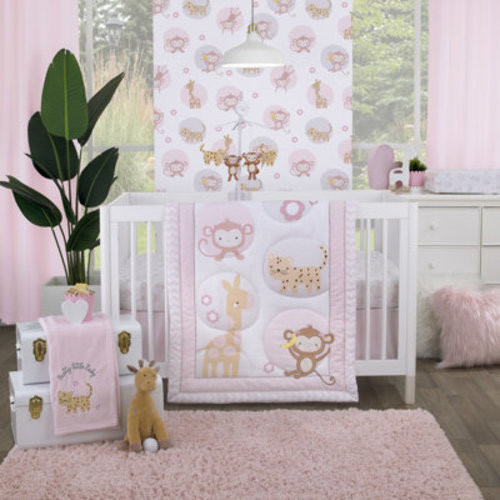 Indigo Safari Little Love by NoJo Sweet Jungle Friends Angela Monkey, Cheetah and Giraffe Super Soft Fitted Crib Sheet | Wayfair