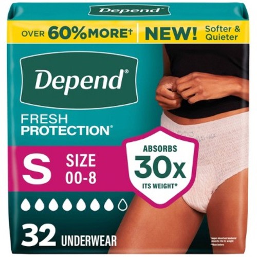 Depend Fresh Protection Adult Incontinence & Postpartum Underwear for Women - Maximum Absorbency - S - Blush - 32ct