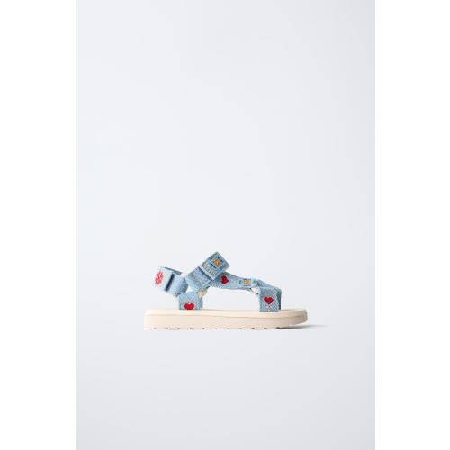 EMBROIDERED SANDALS - Blue | ZARA United States