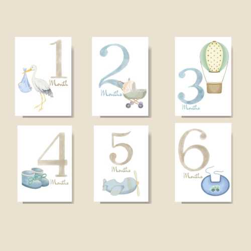 Watercolor Baby Milestone Cards: Linen Cardstock, Newborn Photo Props, Boys, Girls